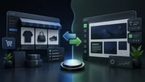 Comparação entre uma loja virtual e uma plataforma flexível de criação de sites