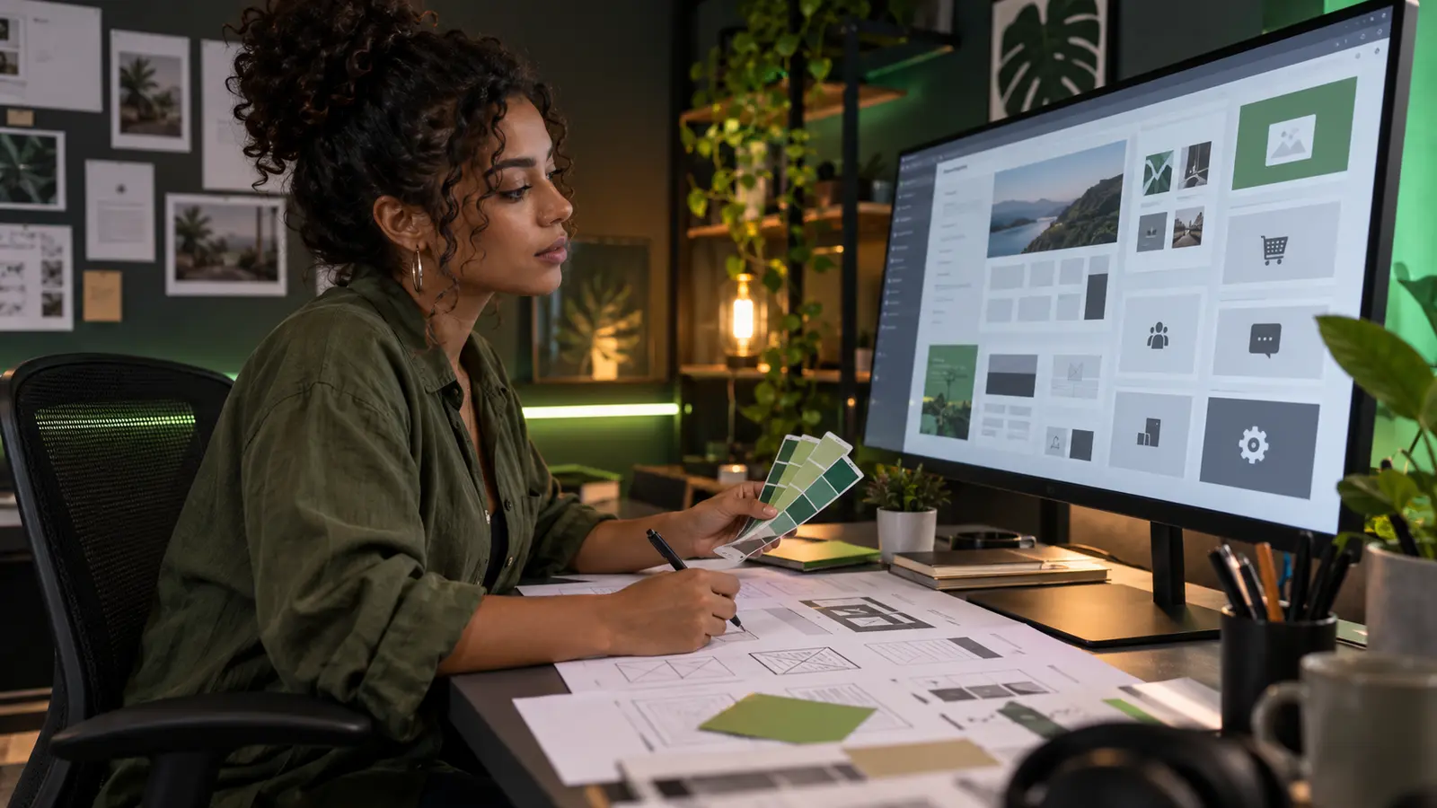 Web designer escolhendo temas e plugins para criar um site em WordPress